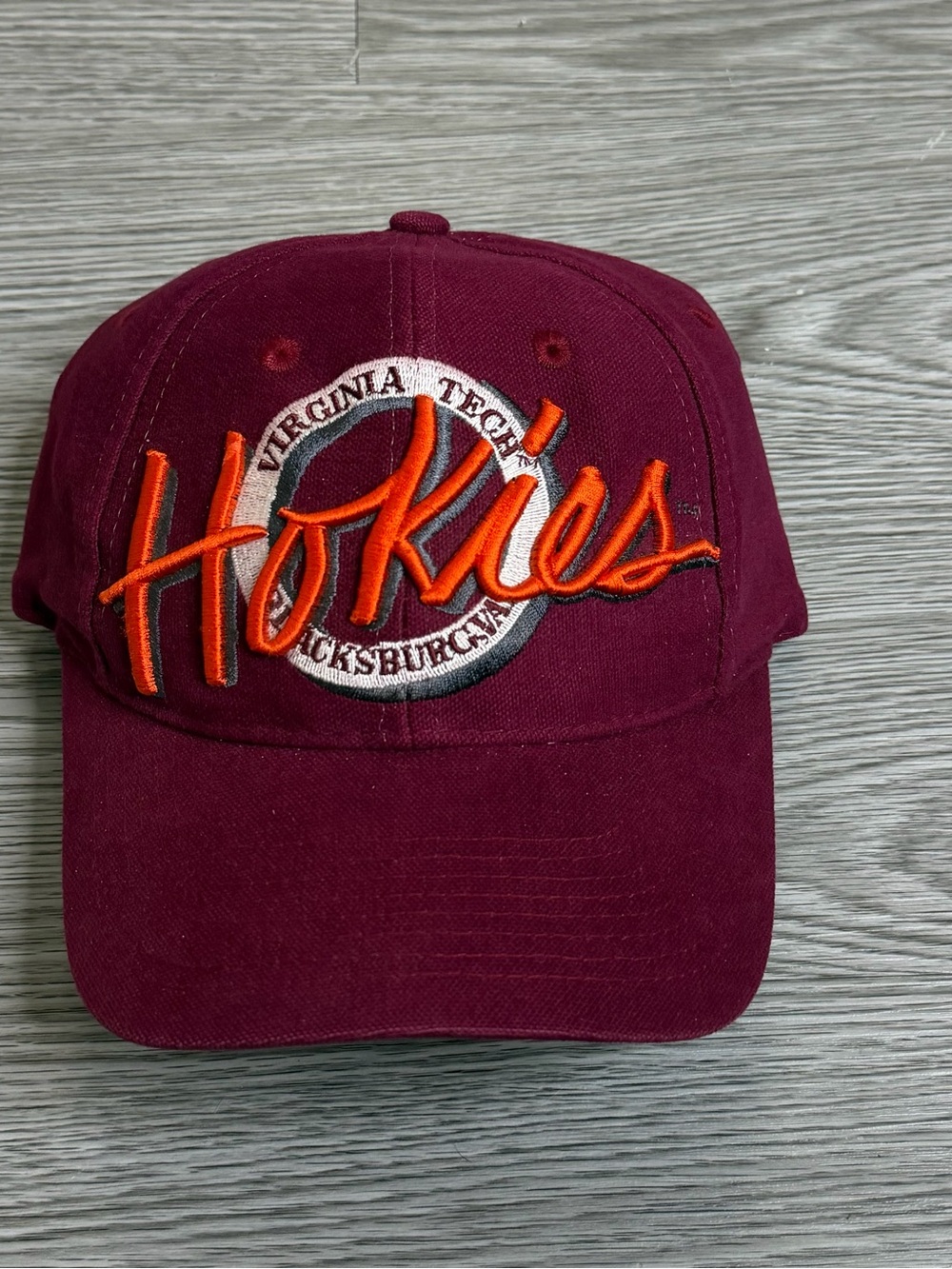 Vintage Virginia Tech Hokies Circle Logo Snapback Hat Embroidered Logo The Game